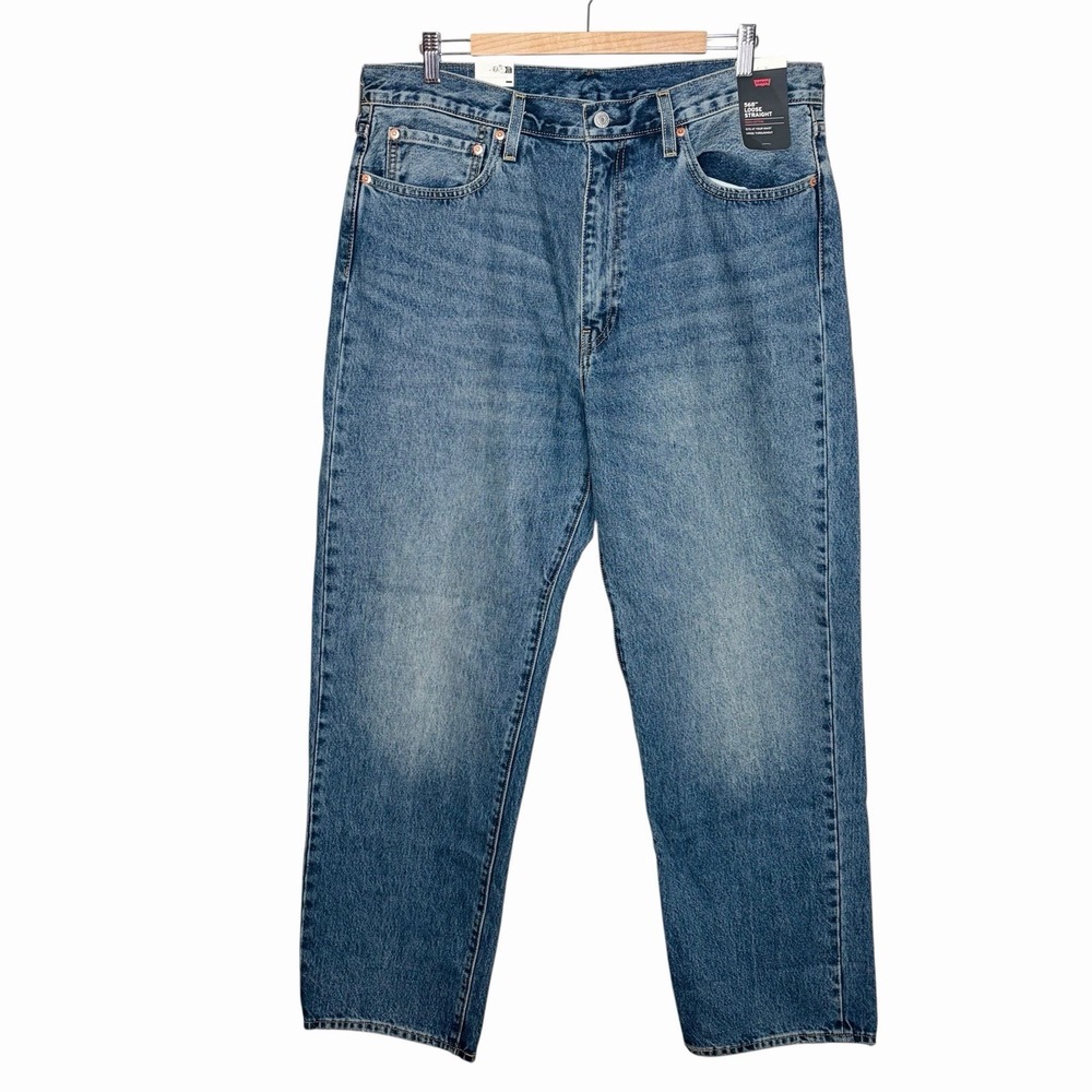 Levis 568 Loose Straight Jeans Mens Size 36x32 100% Cotton Baggy Premium Denim
